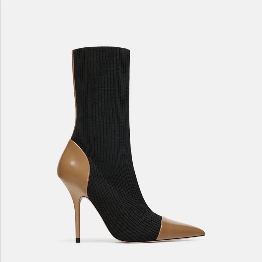 Zara Color Block Combined Sock Style Boots - image 4
